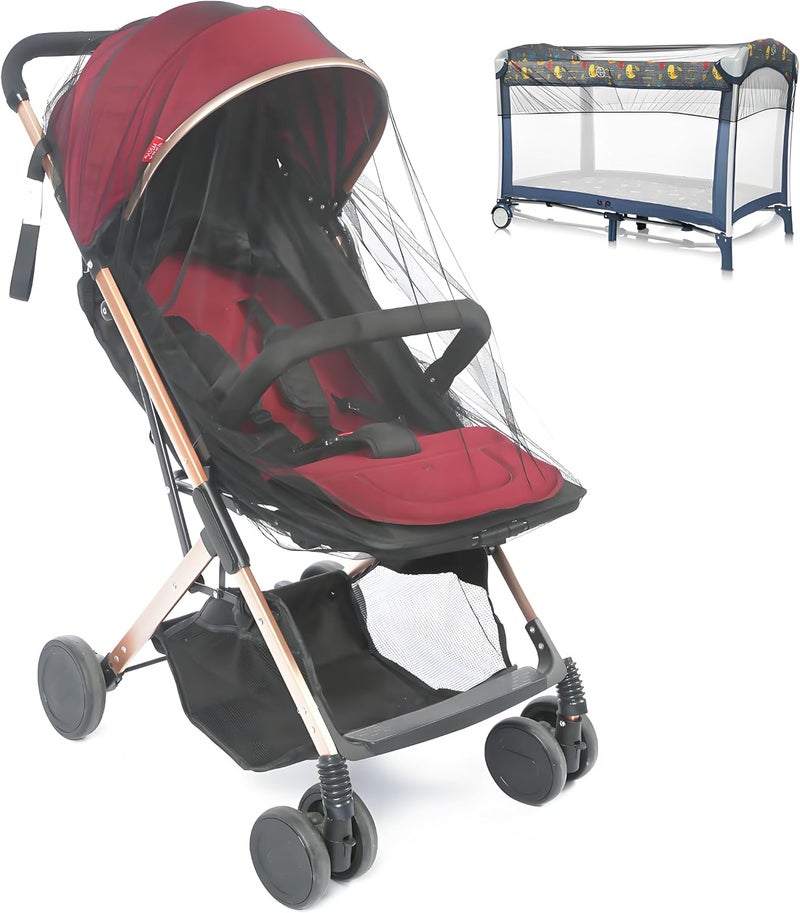 AMORBASE 2-Pack Stroller Mosquito Net, Universal Bug Net Cover for Stroller, Bassinets, Cradles, Playards, Pack N Plays and Portable Mini Crib, Durable Baby Insect Netting Infant Essential (2, Black) - Image 1